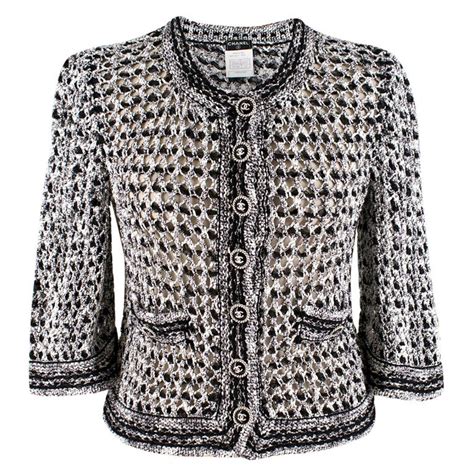 chanel black and white cardigan